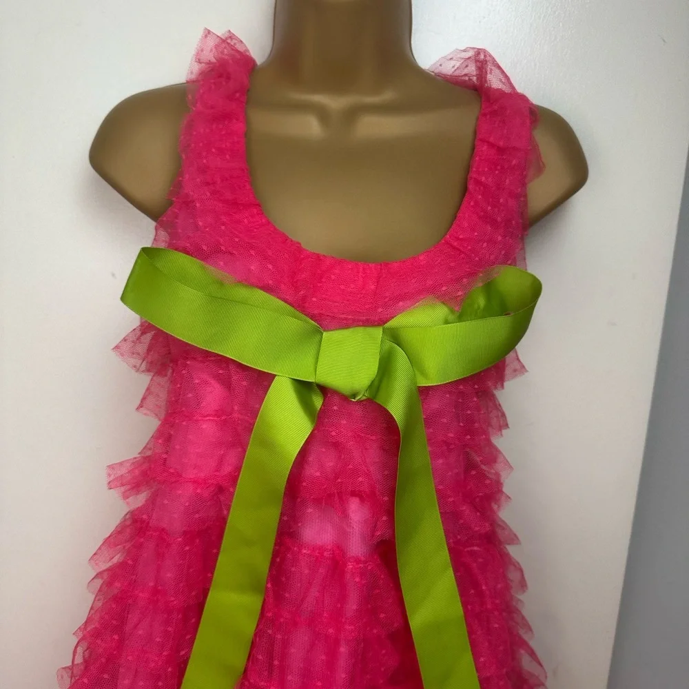 Smak Parlour X Unique Vintage1960s Hot Pink Bow Cupcake EmpireWaist Dress NWOT M - Picture 11 of 16